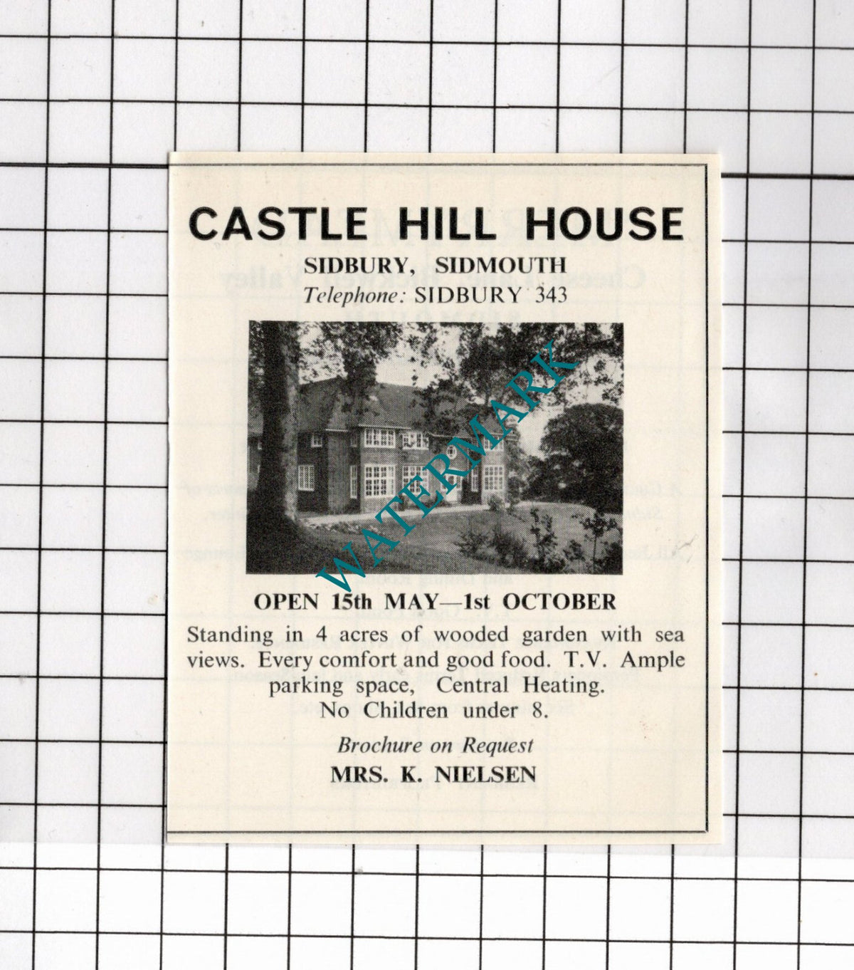 Castle Hill House Sidbury Sidmouth Devon Nielsen - 1968 Small Advert