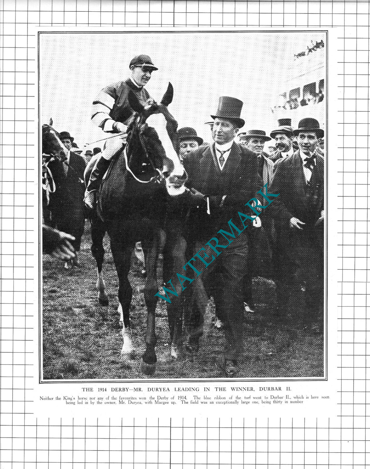 Mr Duryea Horse Derby DURBAR II Macgee Jockey - 1914 Clipping / Print