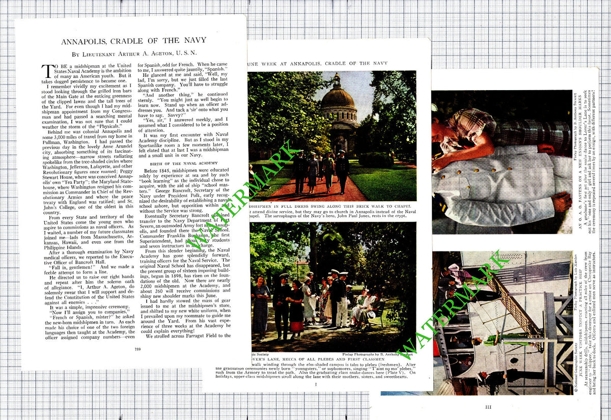United States Naval Academy Annapolis Lt Arthur Ageton Fred Borries 1936 Article