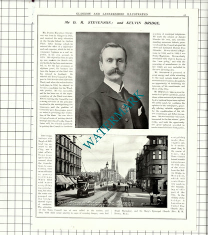 Daniel Macaulay Stevenson Glasgow /  Ex-Bailie Cleland Maryhill - 1904 Article