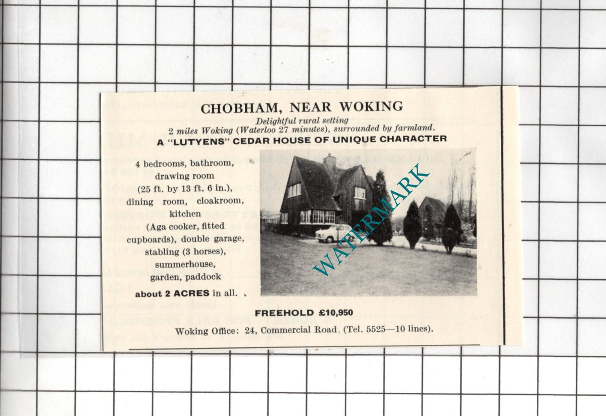 Chobham Surrey SMALL House Sale Advert- 1967