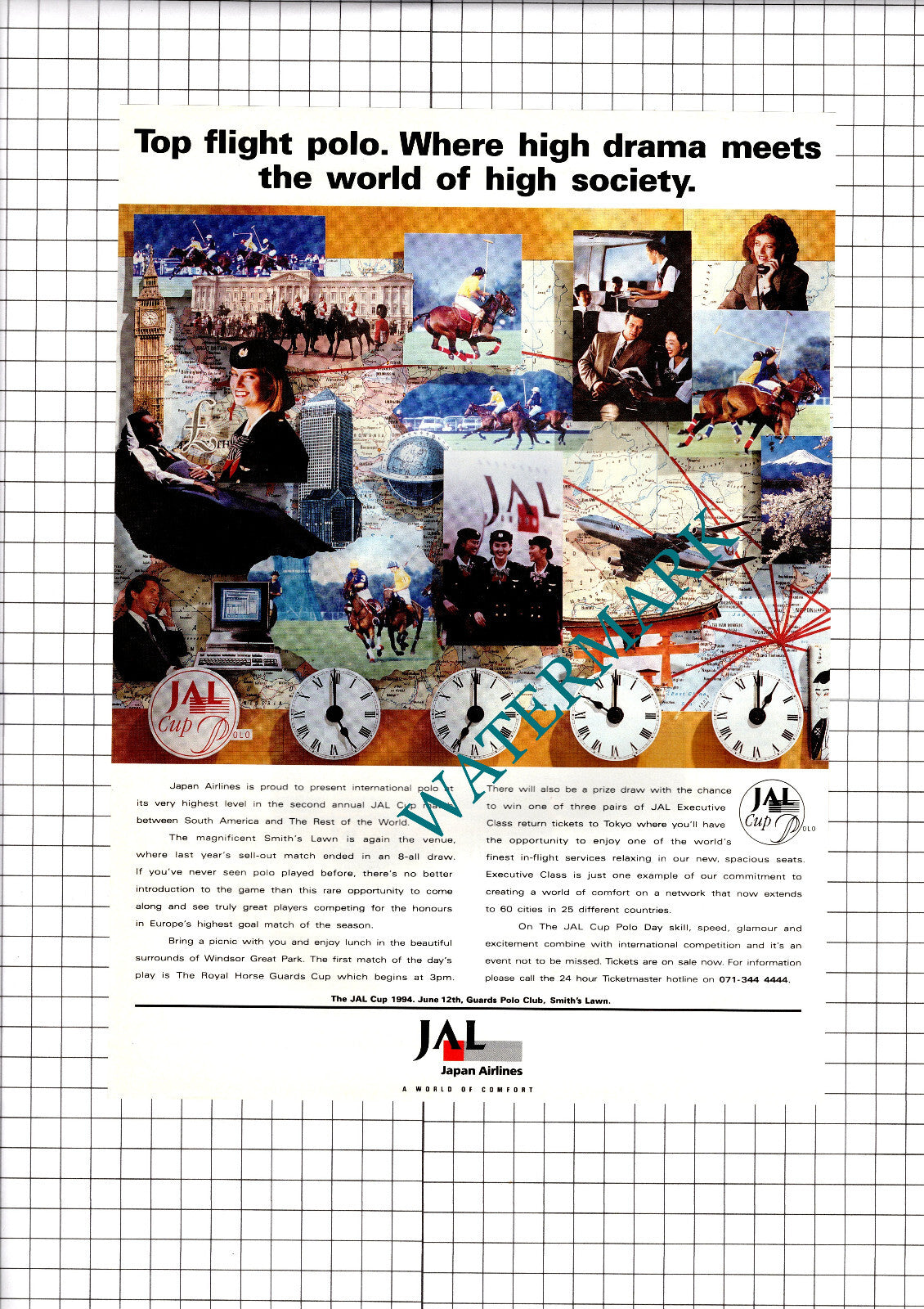 Japan Airlines Advert Polo JAL Cup - 1994 Clipping / Print