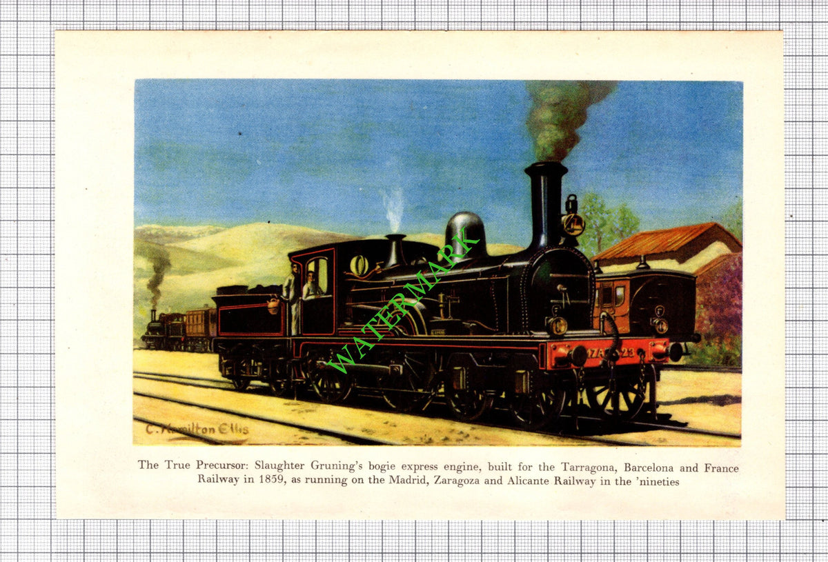 Slaughter Gruning Tarragona Railway Engine  - c.1949 Print