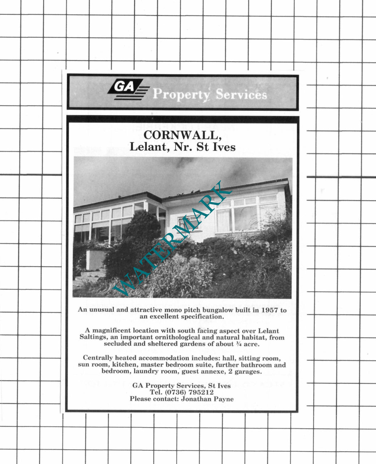Lockerbie Dumfriesshire / Lelant Cornwall House Sale Advert - 1990 Clipping