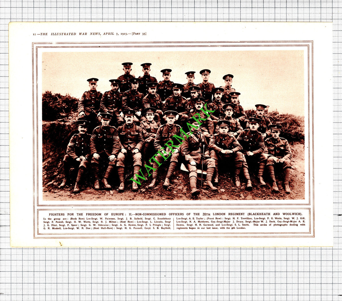 20th London Regiment Salkeld Scantlebury Garwood Funnell Bayfield 1915 Cutting