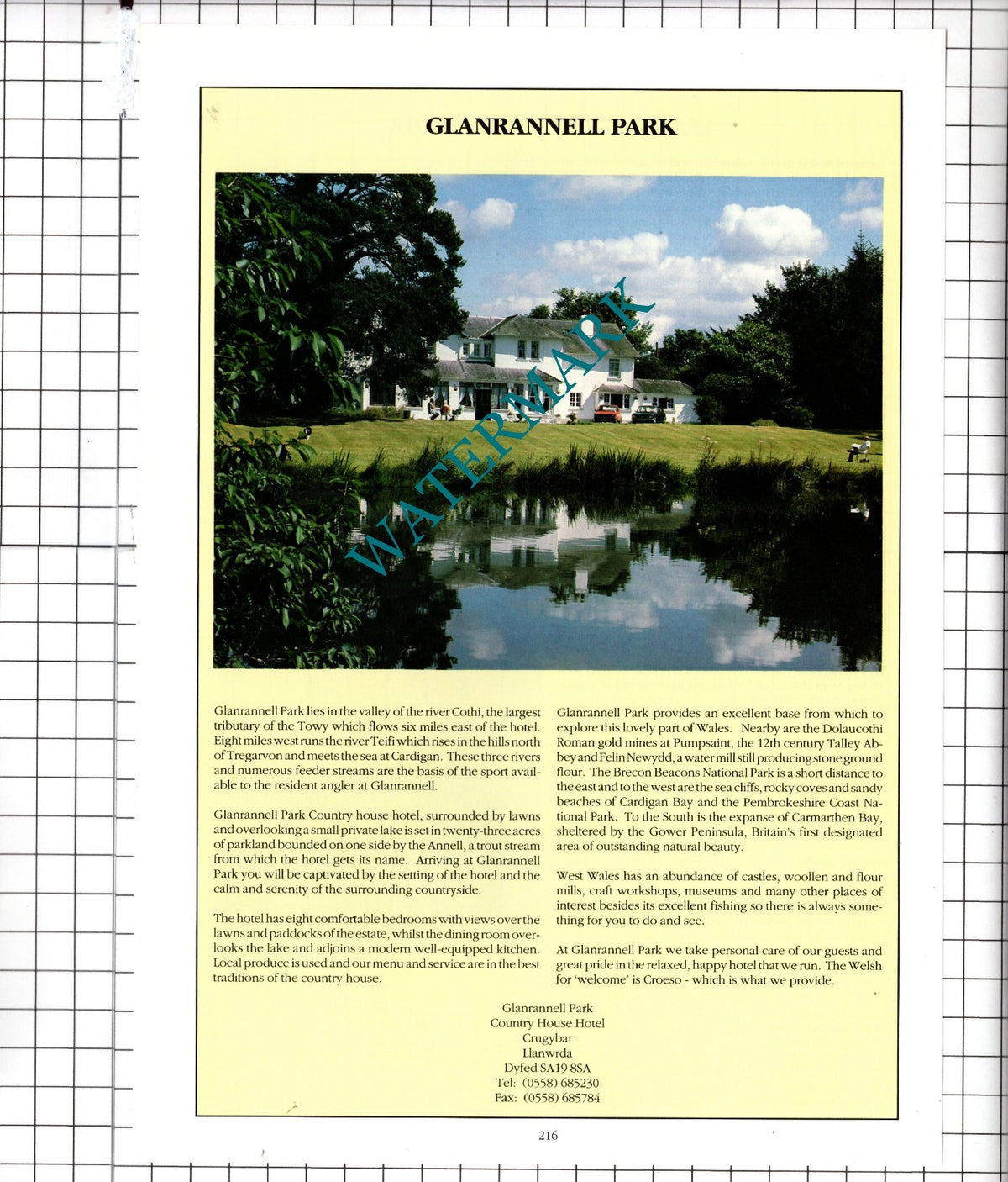 Glanrannell Park Crugybar Llanwrda Dyfed Wales - 1991 Advert