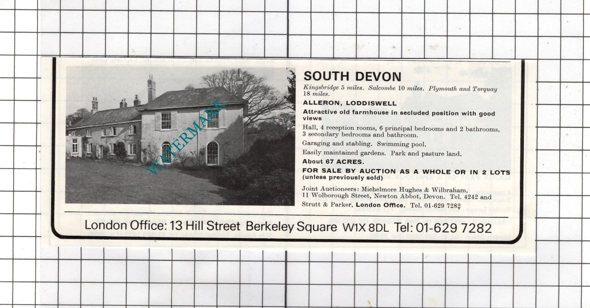 Alleron Loddiswell Devon Farmhouse House Sale Advert - 1978