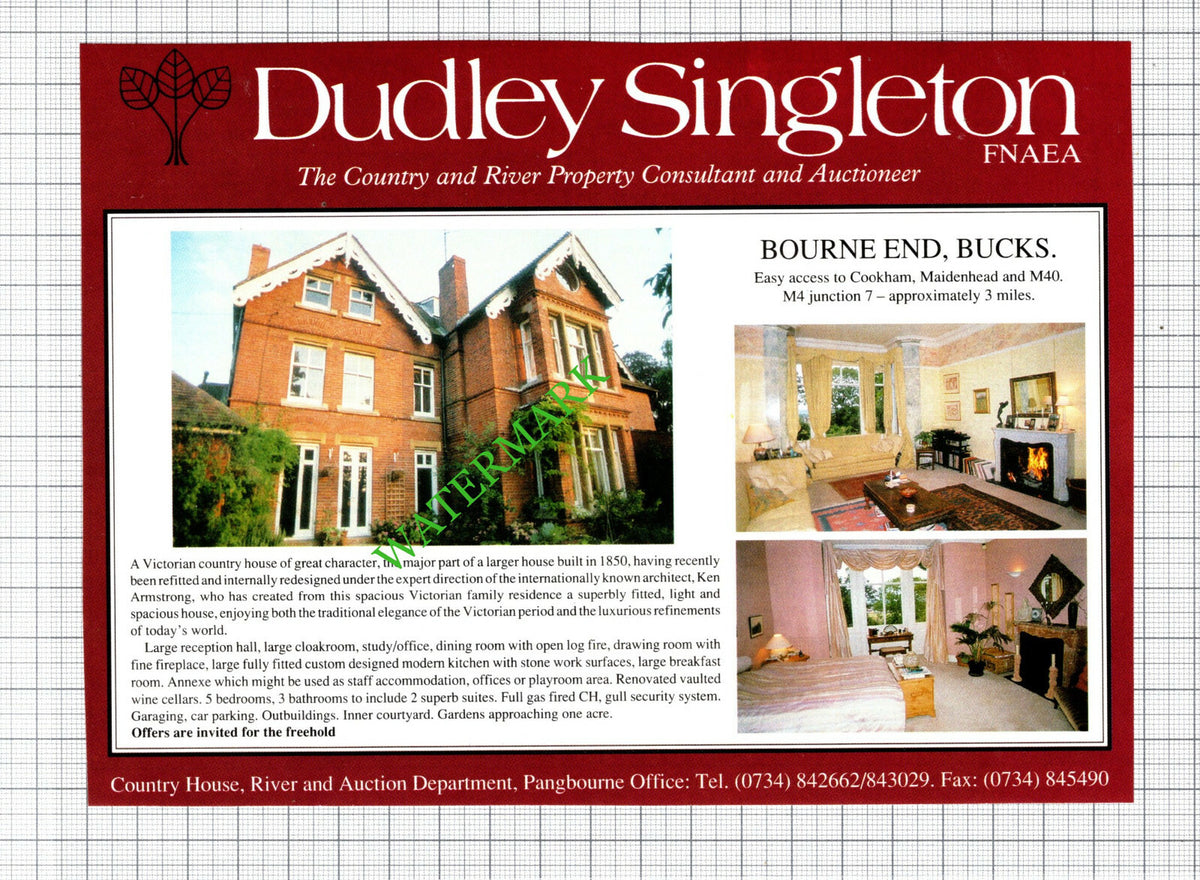 Bourne End Buckinghamshire Ken Armstrong House Sale Advert - 1991 Cutting