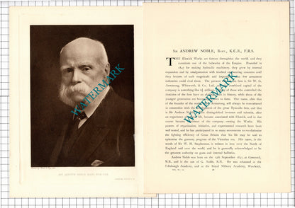Sir Andrew Noble Elswick Works  -- c.1920 Print / Article