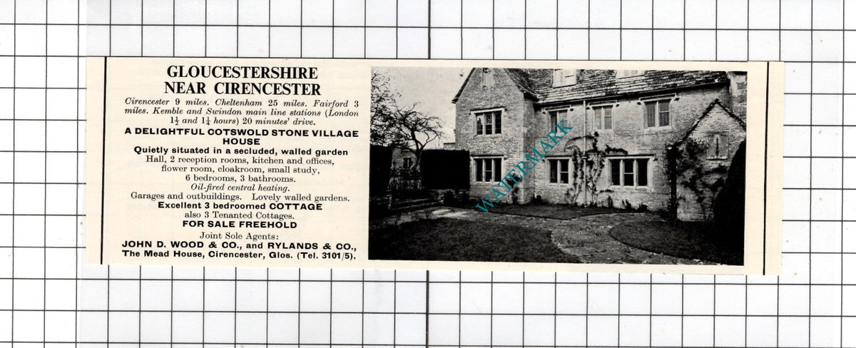 Fairford Gloucestershire  - 1967 House Sale Advert