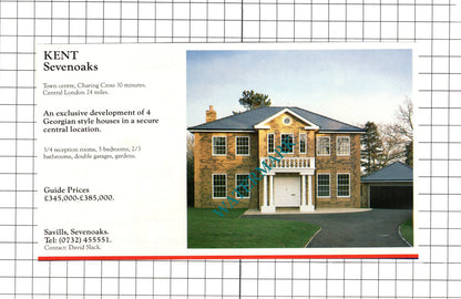Woolston Somerset / Sevenoaks Kent House Sale Advert - 1990 Clipping / Print