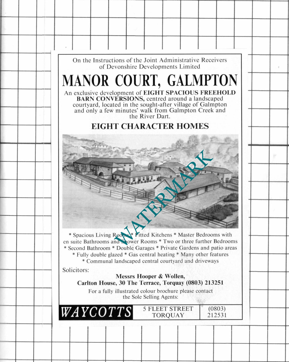 Manor Court Galmpton Devon House Sale Advert - 1991 Clipping / Print