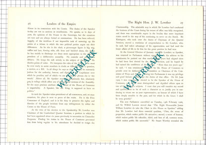 The Right Hon J W Lowther  James William Lowther  -- c.1920 Print / Article