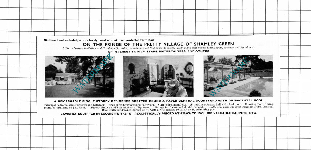 Shamley Green Surrey House Sale Advert - 1967 Clipping