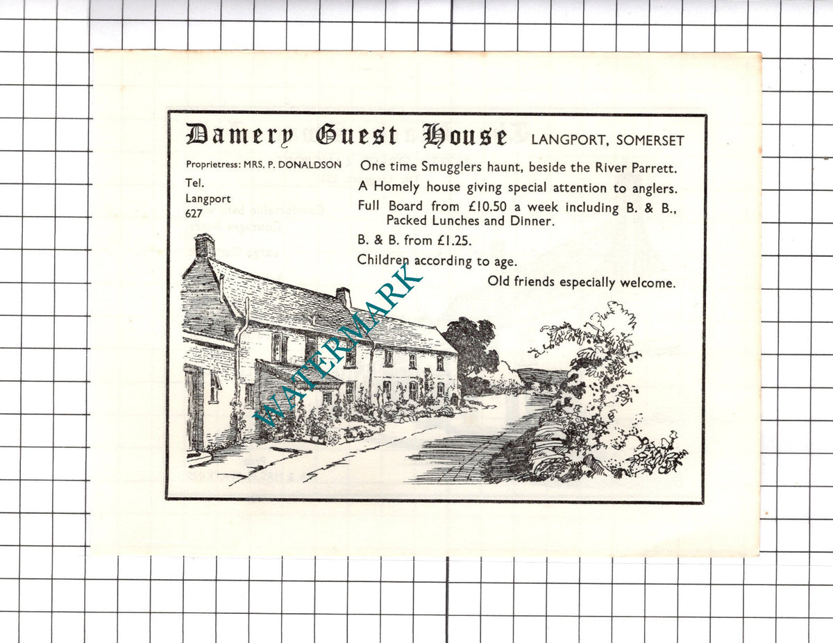 Damery Guest House Langport Somerset Donaldson / Black Swan Langport 1971 Advert