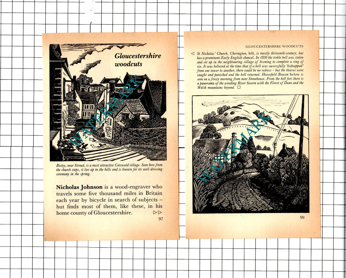 Nicholas Johnson Wood Engraver Bisley Gloucestershire - 1981 Small Article