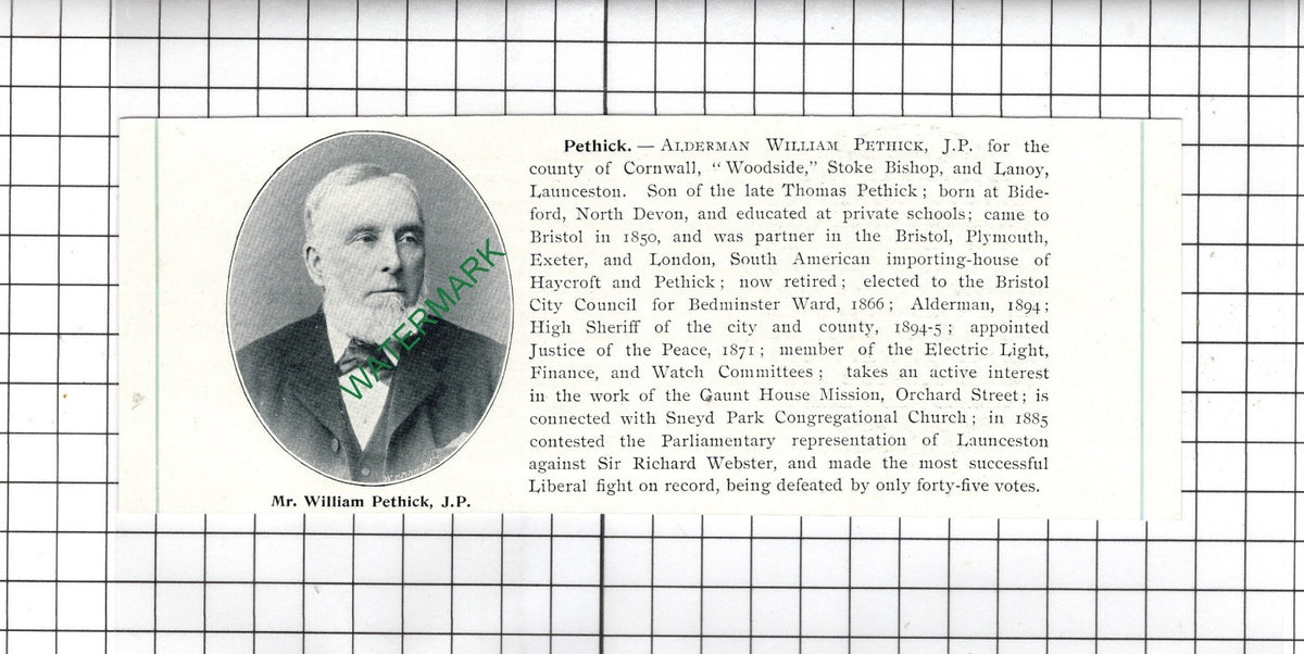 William Pethick Bideford Devon / Charles Townsend Stoke Bishop -  1898 Clipping