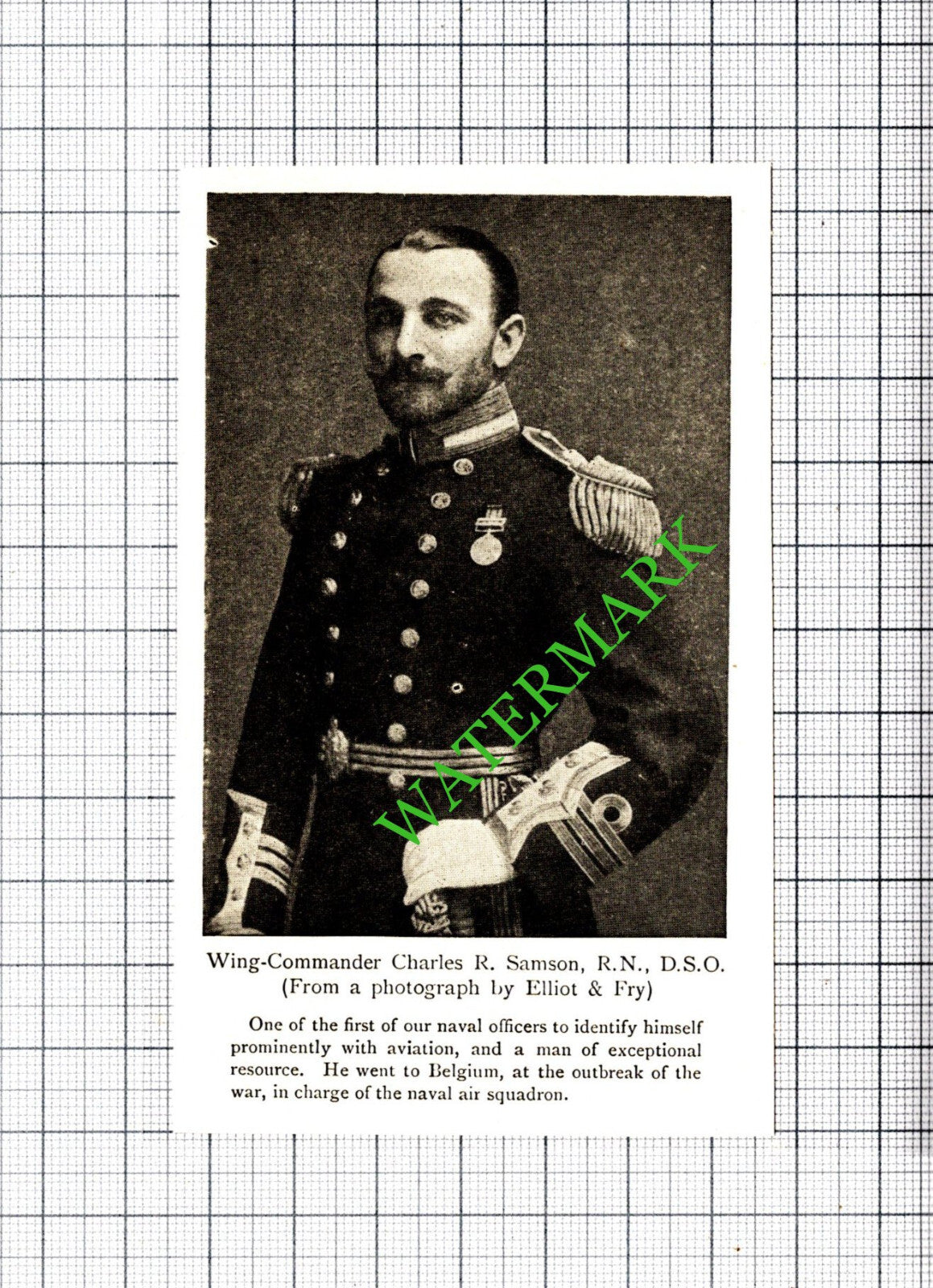 Wing Comm Charles R Samson Royal Navy Great War- c.1920 Small Cutting