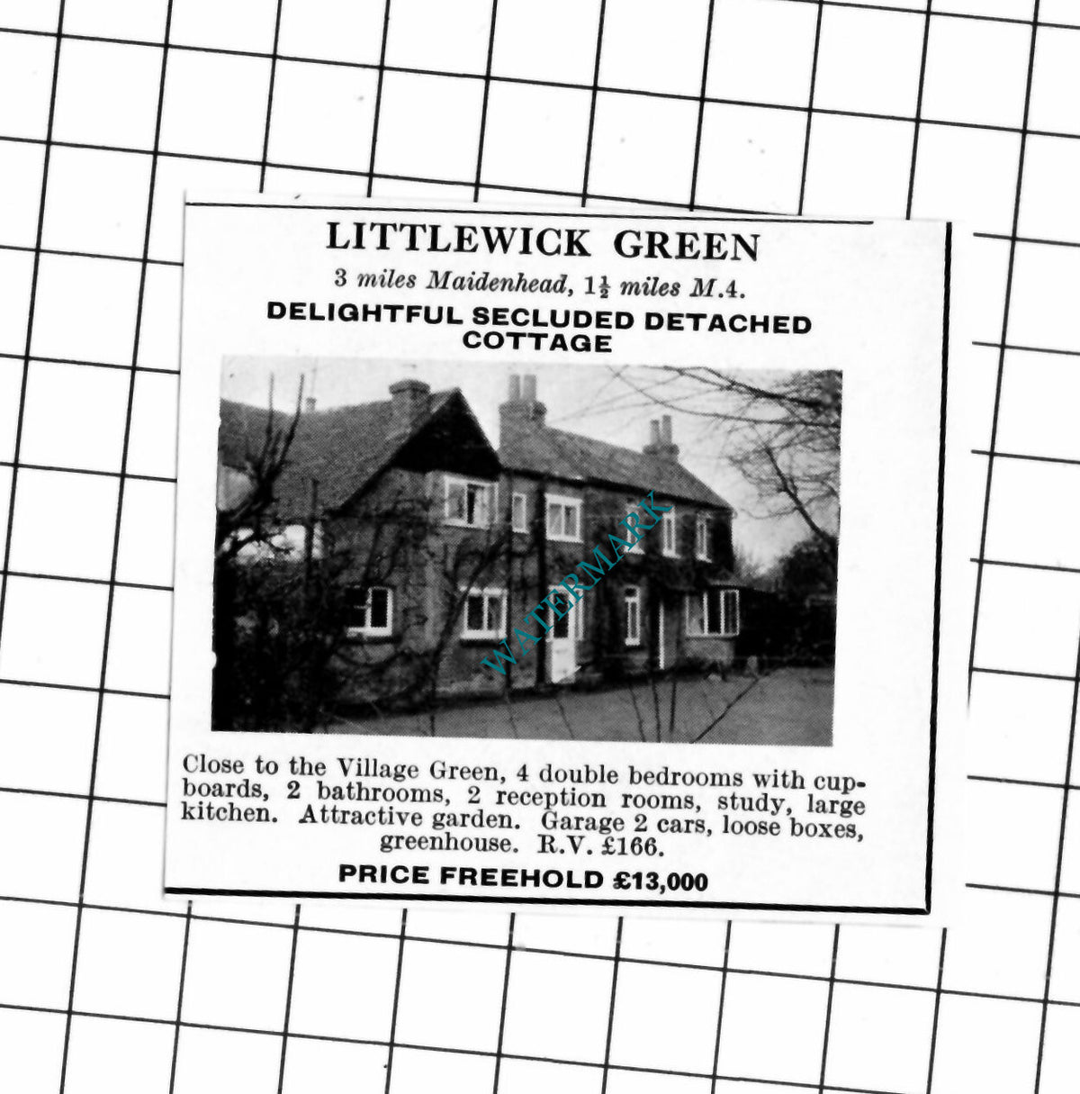 Littlewick Green Berkshire SMALL House Sale Advert  - 1967 Clipping