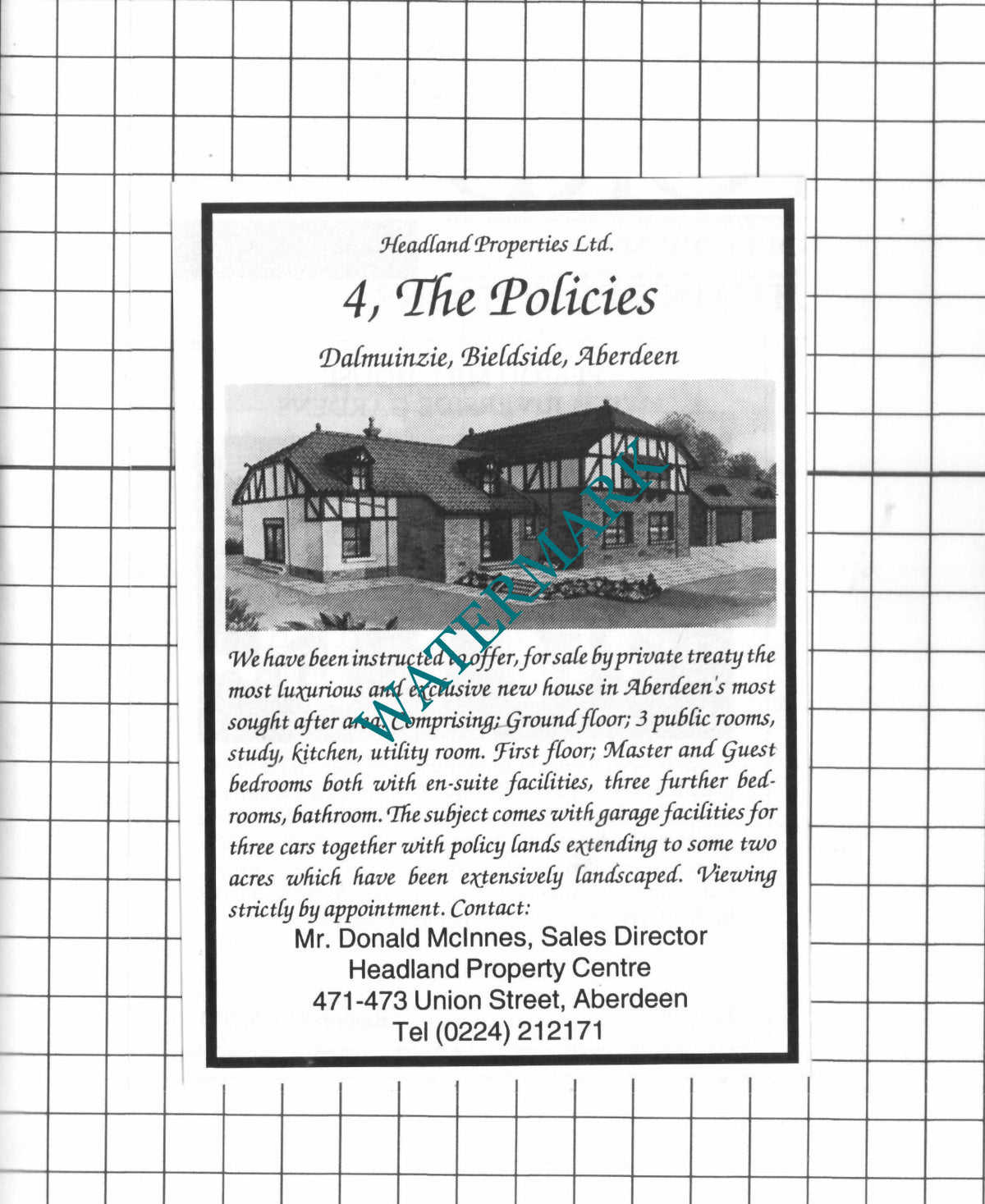 Dalmuinzie Bieldside Aberdeen House Sale Advert - 1991 Clipping