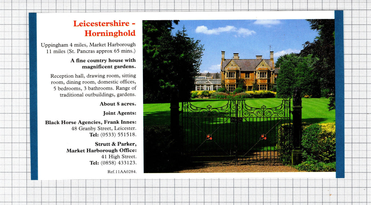 Horninghold Leicestershire House Sale Advert -  1991 Cutting