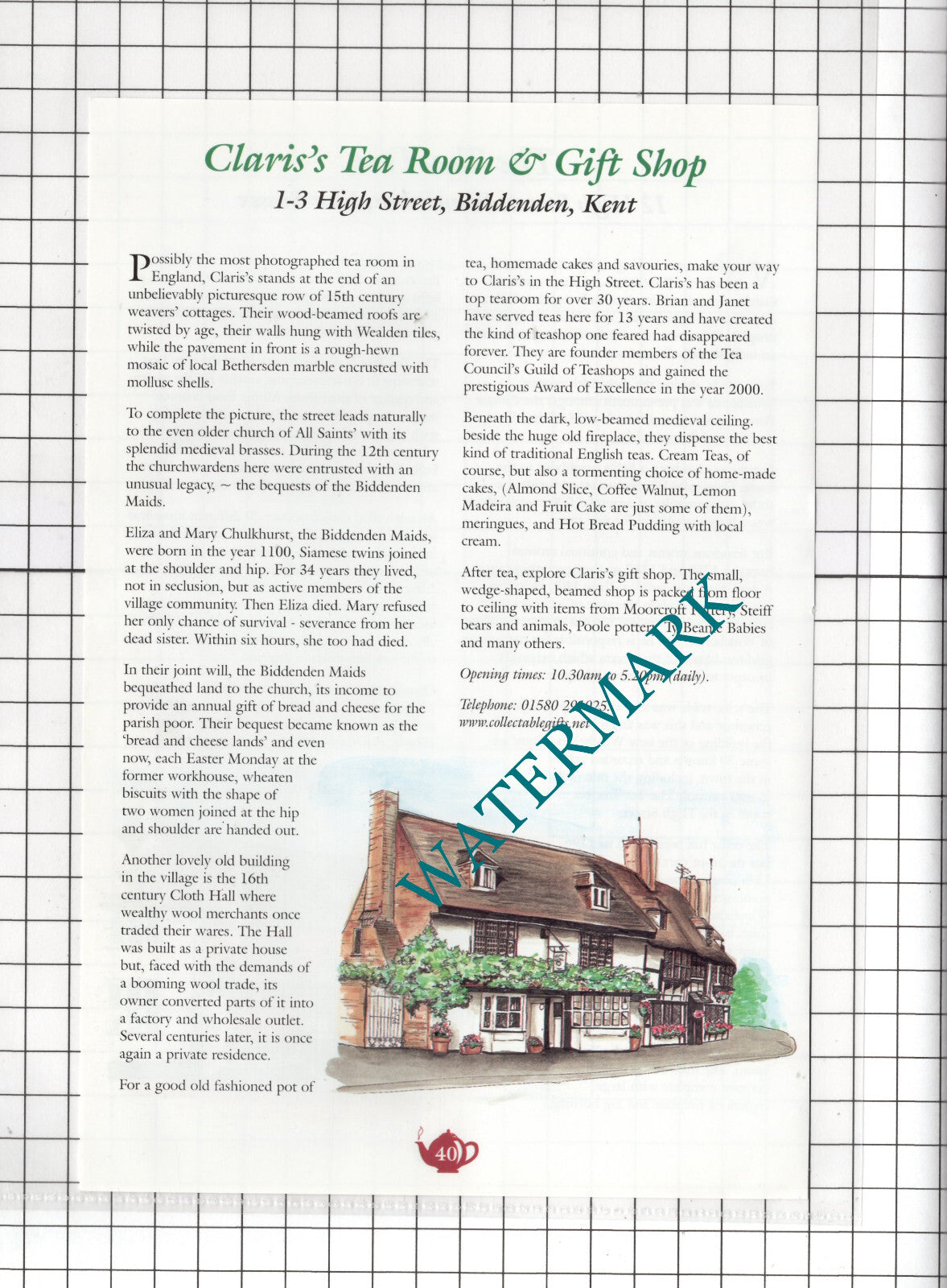 Claris's Tea Rooms Biddenden Kent The Tea Tree Winchelsea Sussex - c.2001 Advert