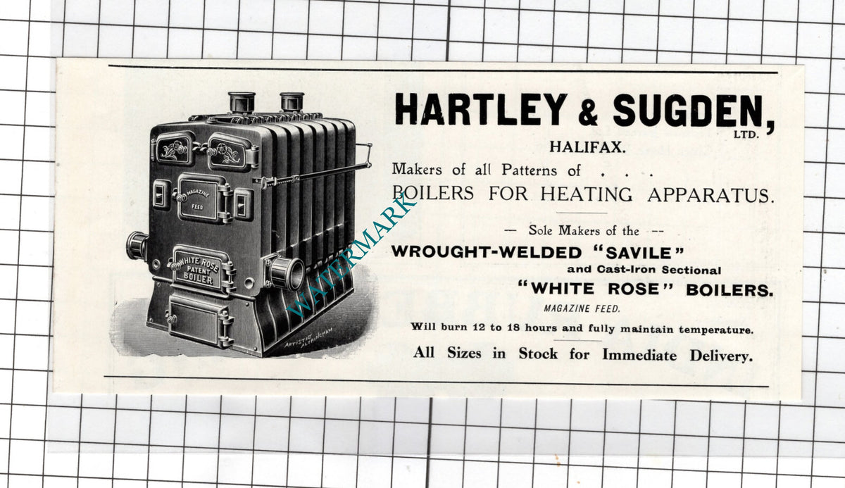 Hartley & Sugden Ltd Halifax White Rose Boiler - 1911 Small Advert
