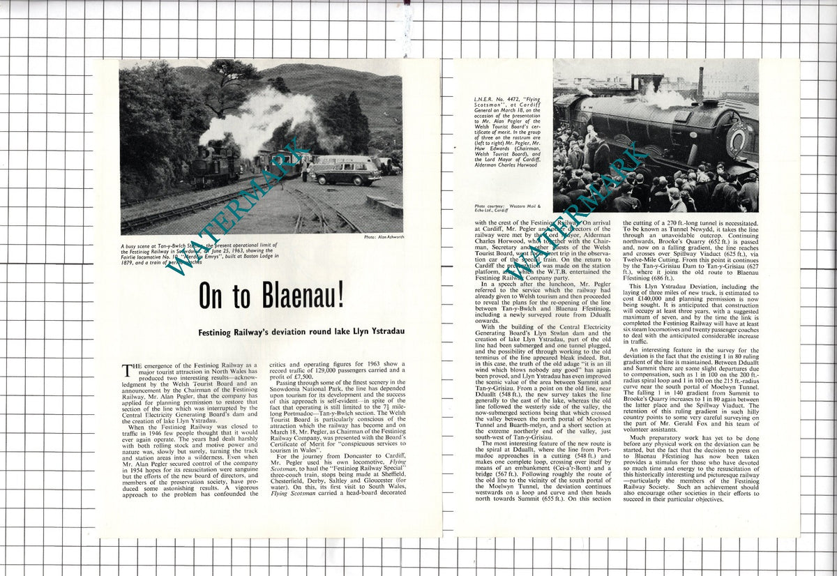 Blaenau Festiniog Railway Mr Alan Pegler  - 1964 Article