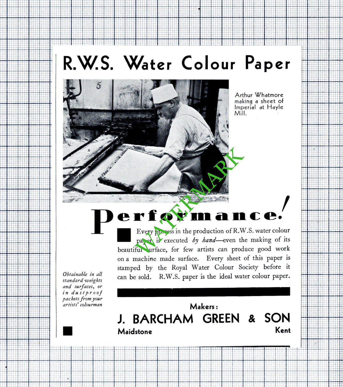 Arthur Whatmore J Barcham Green Hayle Mill Maidstone Small Advert  1930s Cutting