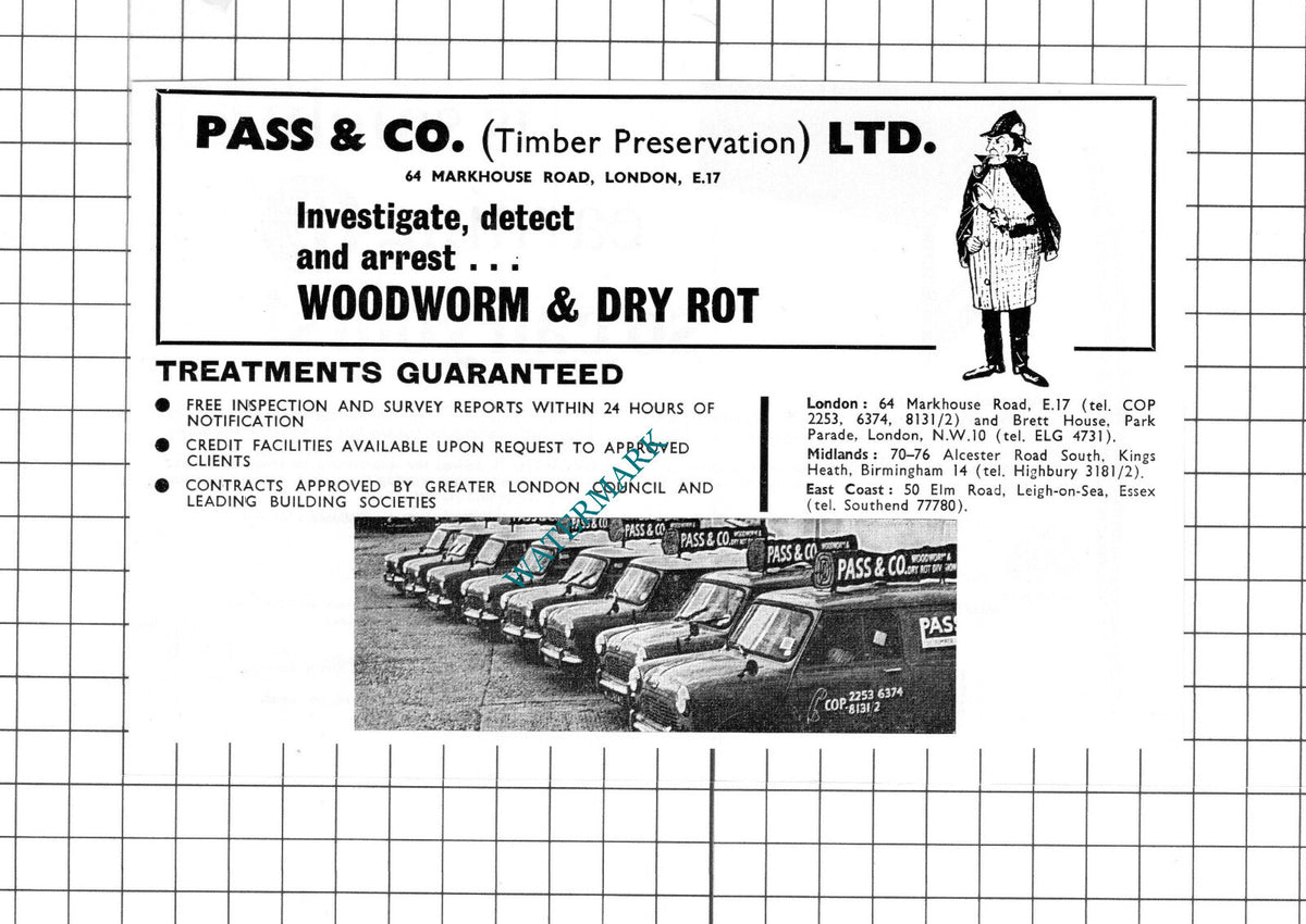 Pass & Co Timber Preservation Ltd London ADVERT - 1967  Clipping