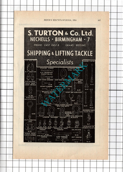 S Turton & Co Ltd Nechells Birmingham / Thomas Tingley Ltd London -  1954 Advert