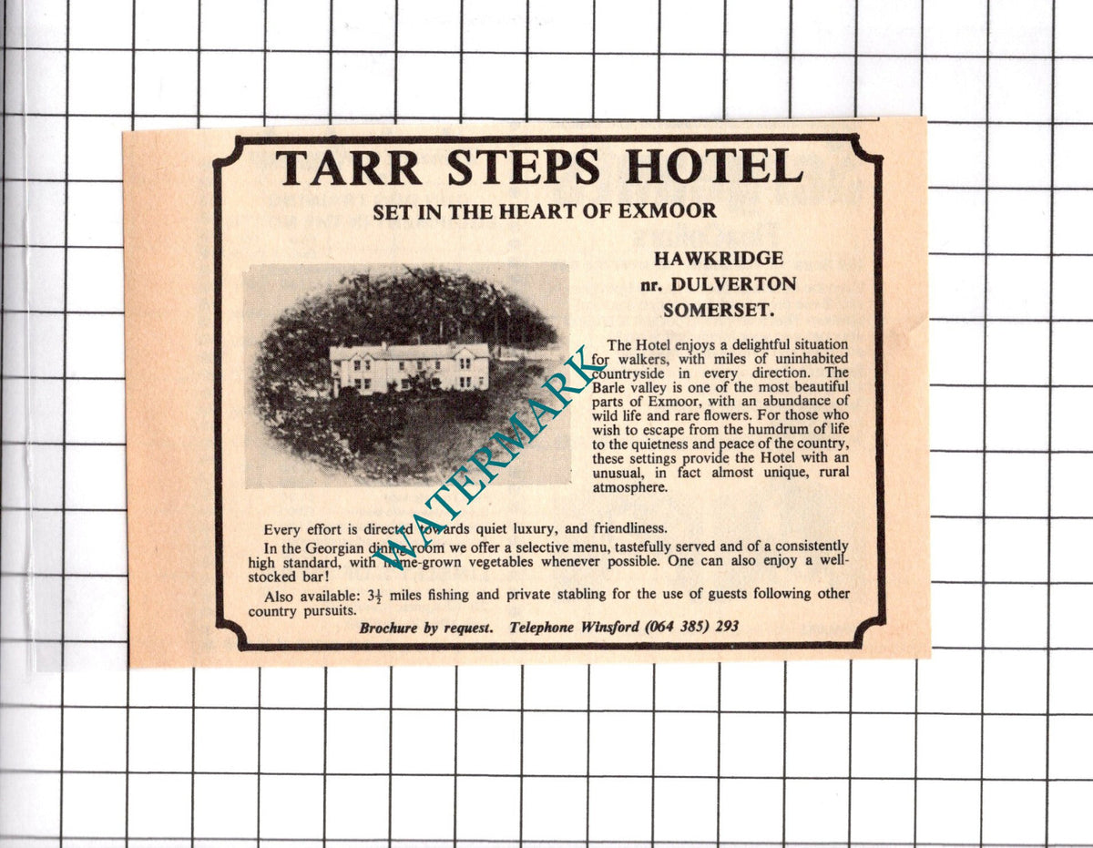 Tarr Steps Hotel Hawkridge Dulverton Somerset Advert - 1979 Clipping