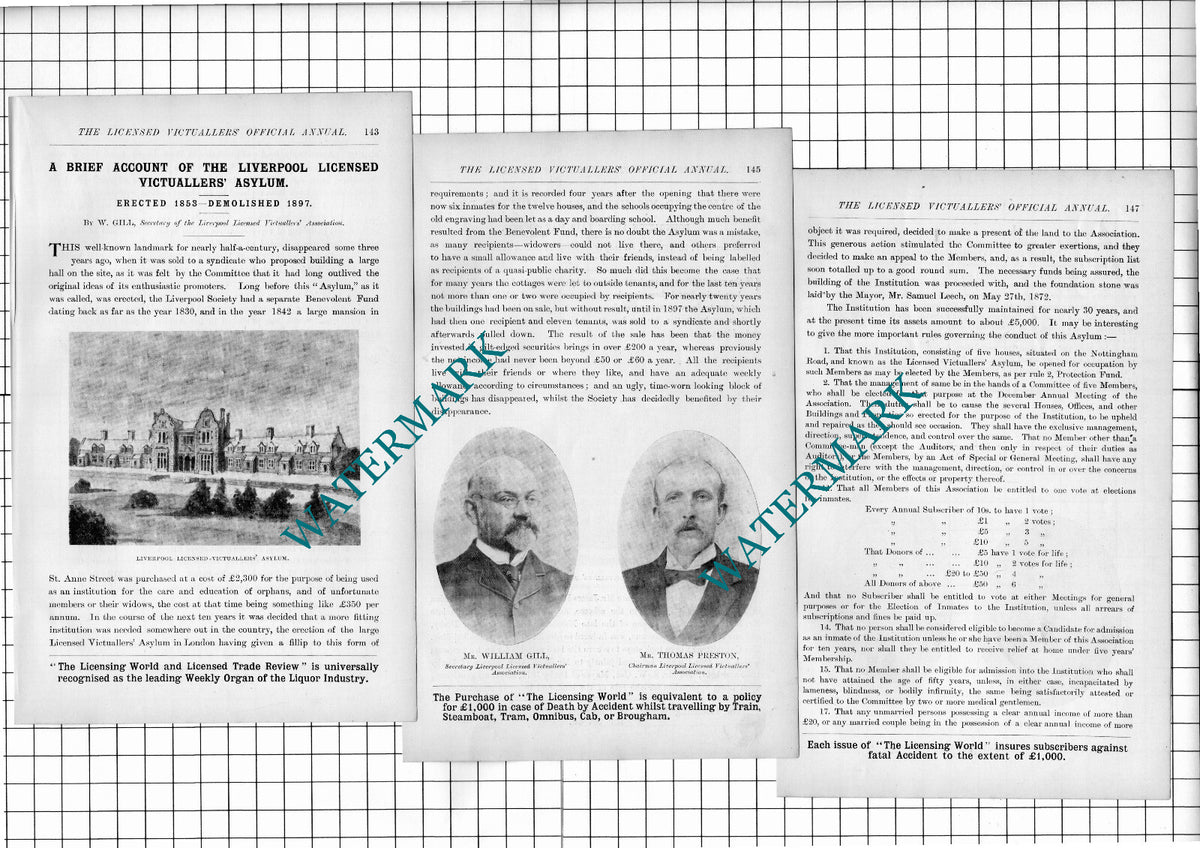 Liverpool Licenced Victuallers Asylum Derby Vessey Jerram -1902 Article