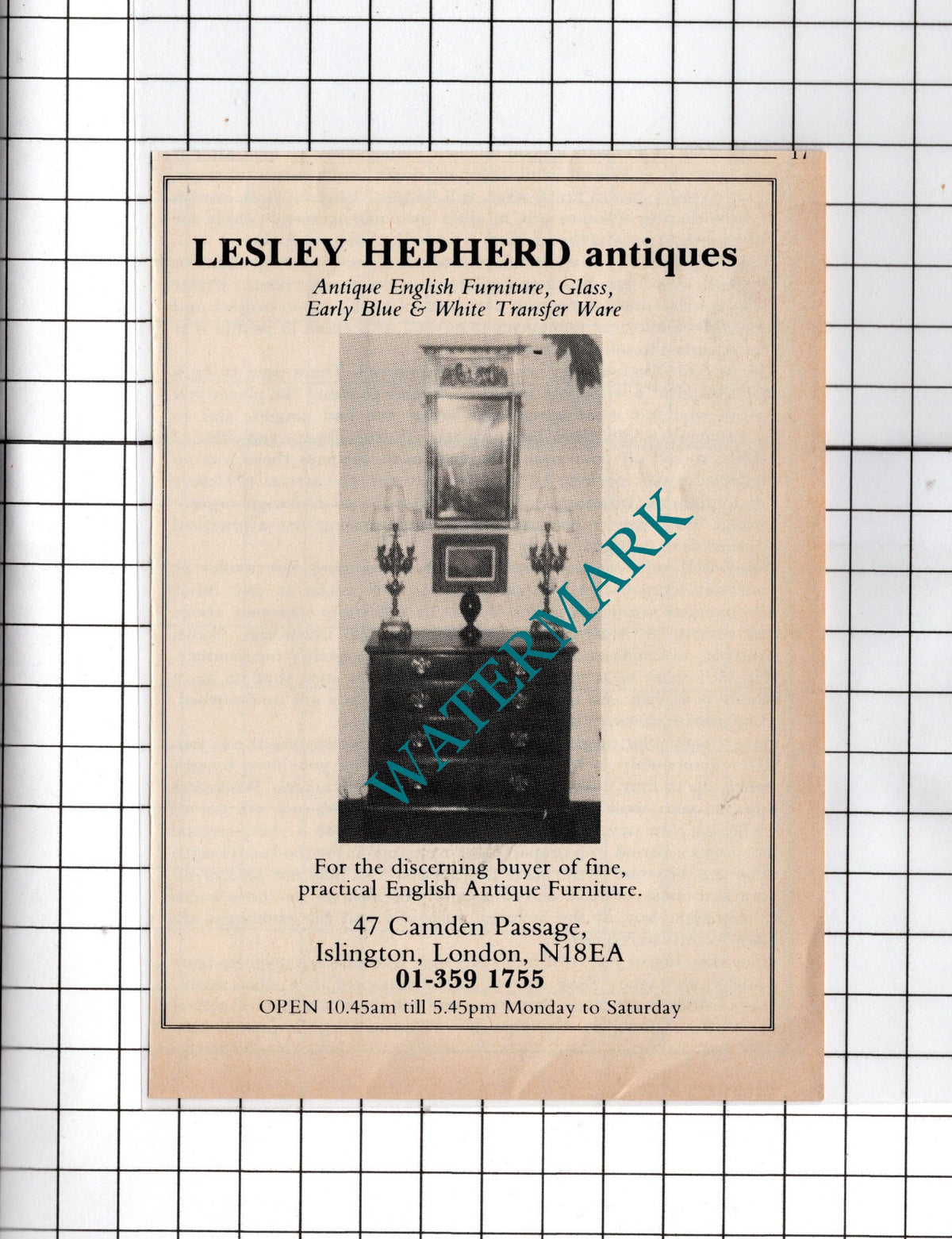 Lesley Hepherd Antiques London Small Advert - 1980 Cutting