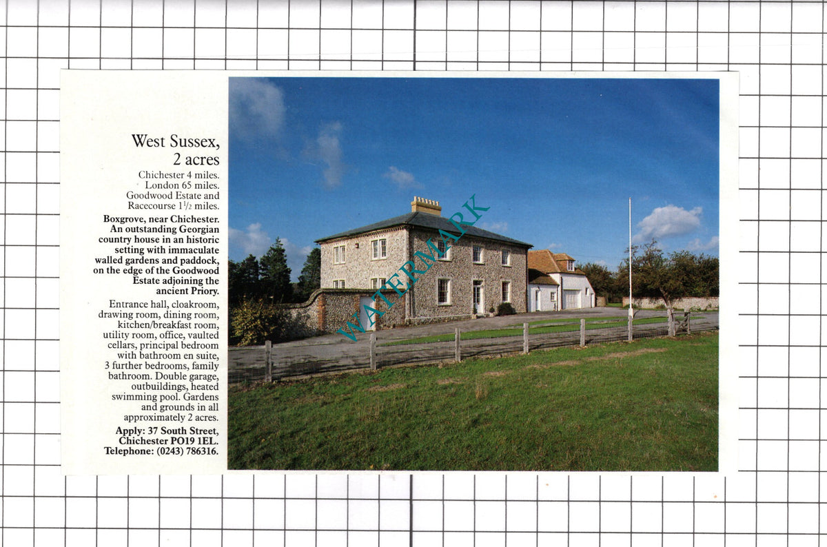 Boxgrove West Sussex House Sale Advert  - 1991 Clipping / Print
