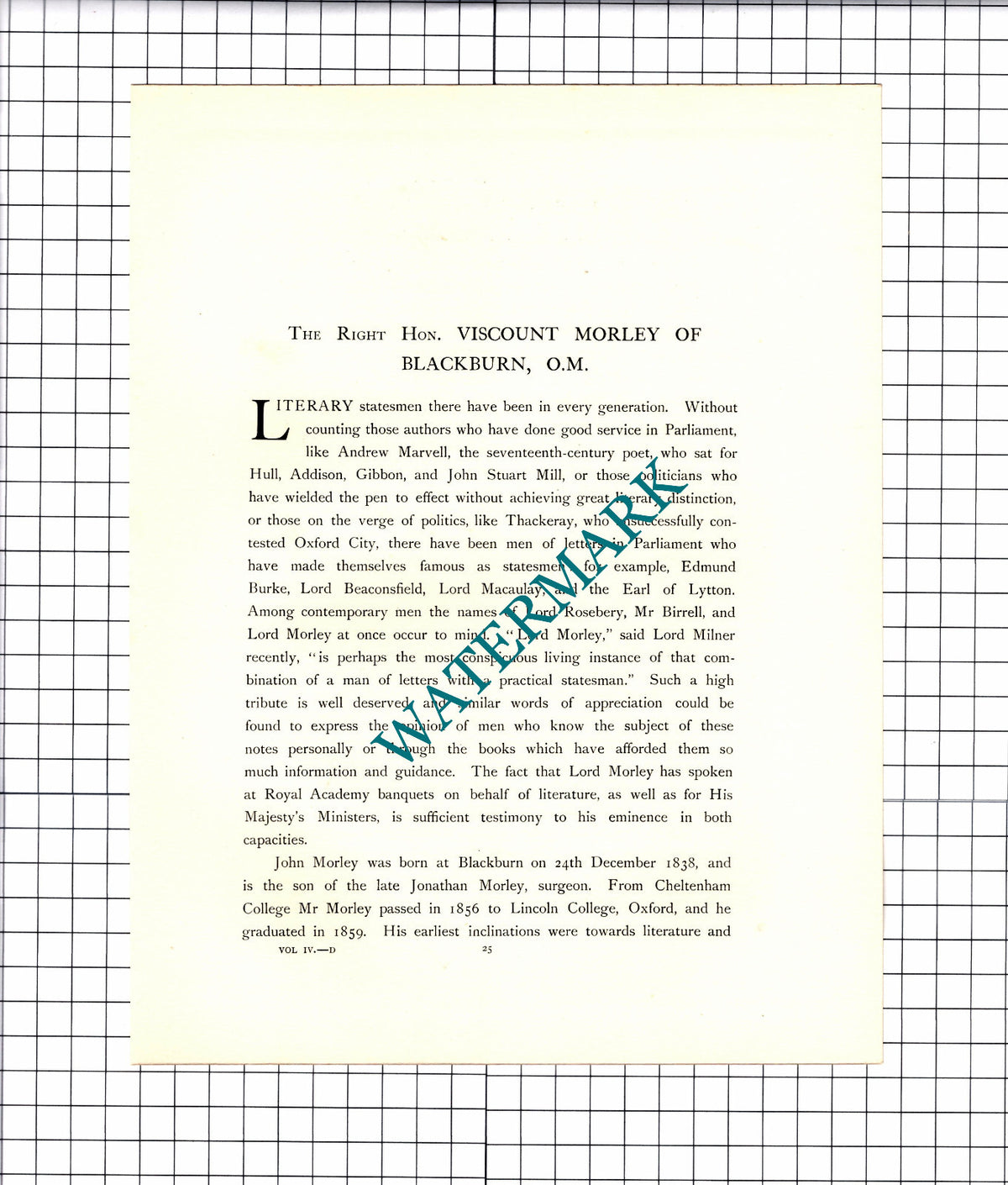 Viscount Morley Of Blackburn - c.1914 Print / Article