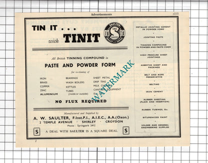 Crone & Taylor Ltd St Helens Lancs / A W Saulter Shirley Croydon -  1951 Advert