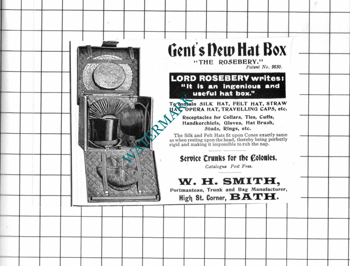 W H Smith Bath Trunk Manufacturer Lord Rosebery Advert  - 1903 SMALL Clipping