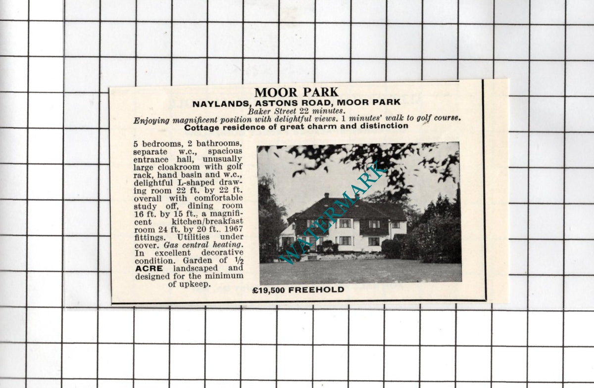 Naylands Astons Road Moor Park Northwood -  1967 SMALL House Sale Advert