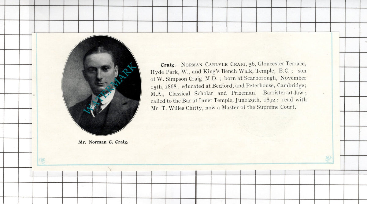 Norman Carlyle Craig Scarborough / Charles Edward Cree London - c.1905 Clipping