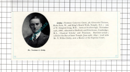 Norman Carlyle Craig Scarborough / Charles Edward Cree London - c.1905 Clipping