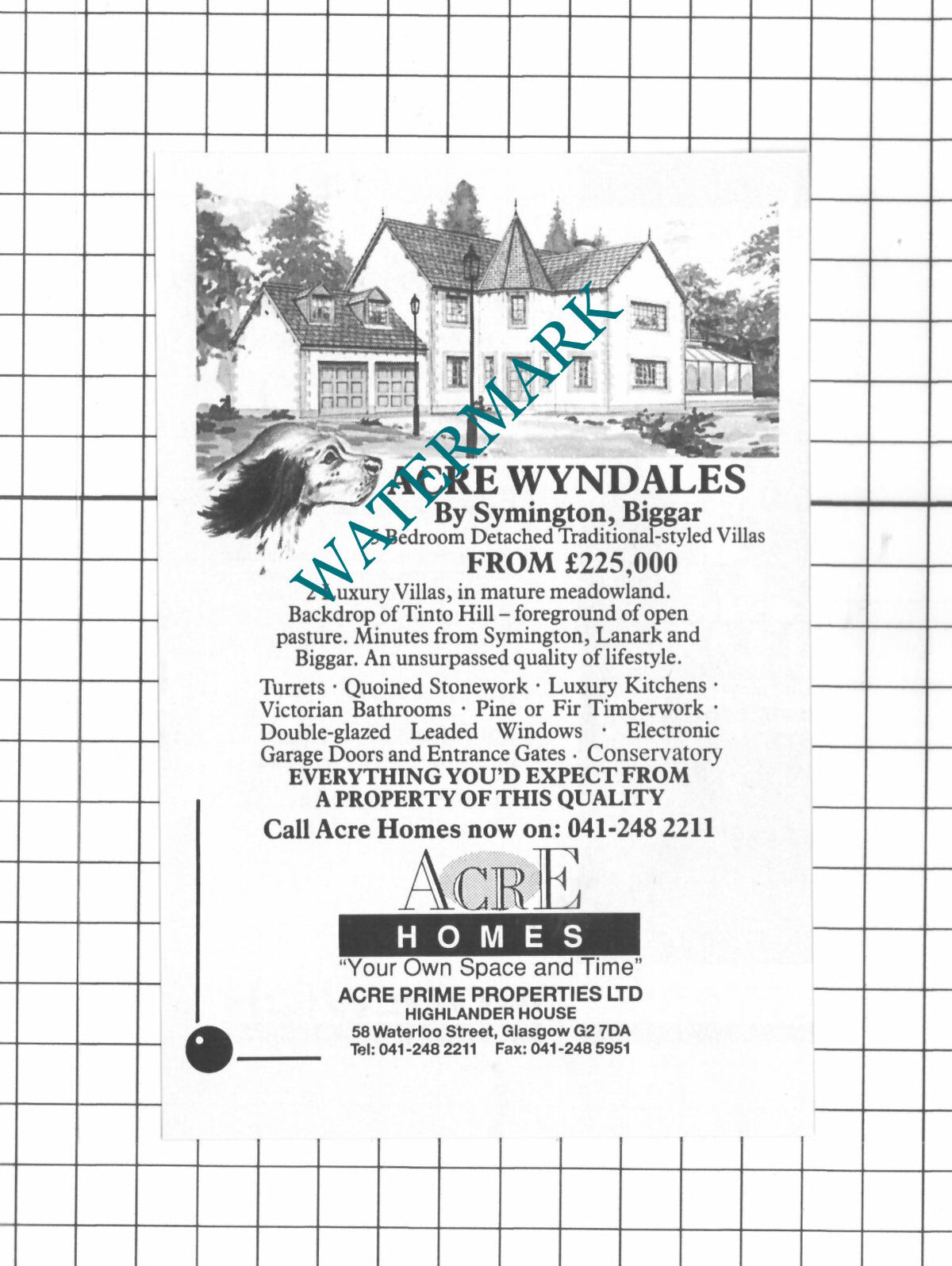 Wyndales Symington Biggar  House Sale Advert - 1991 Clipping