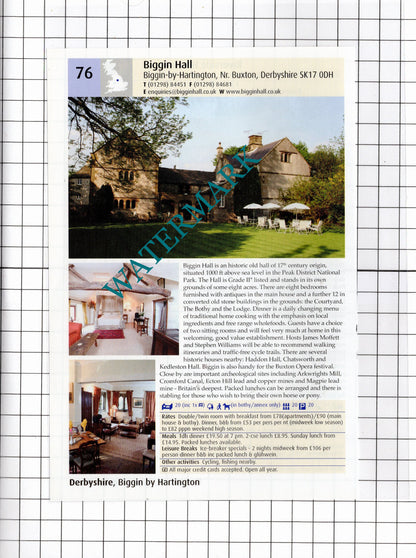Riverside House Hotel Ashford In The Water / Biggin Hall Derbyshire -2011 Advert