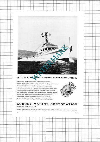 The Ingalls Shipbuilding Corporation / Korody Marine Hawthorne - 1960 Advert