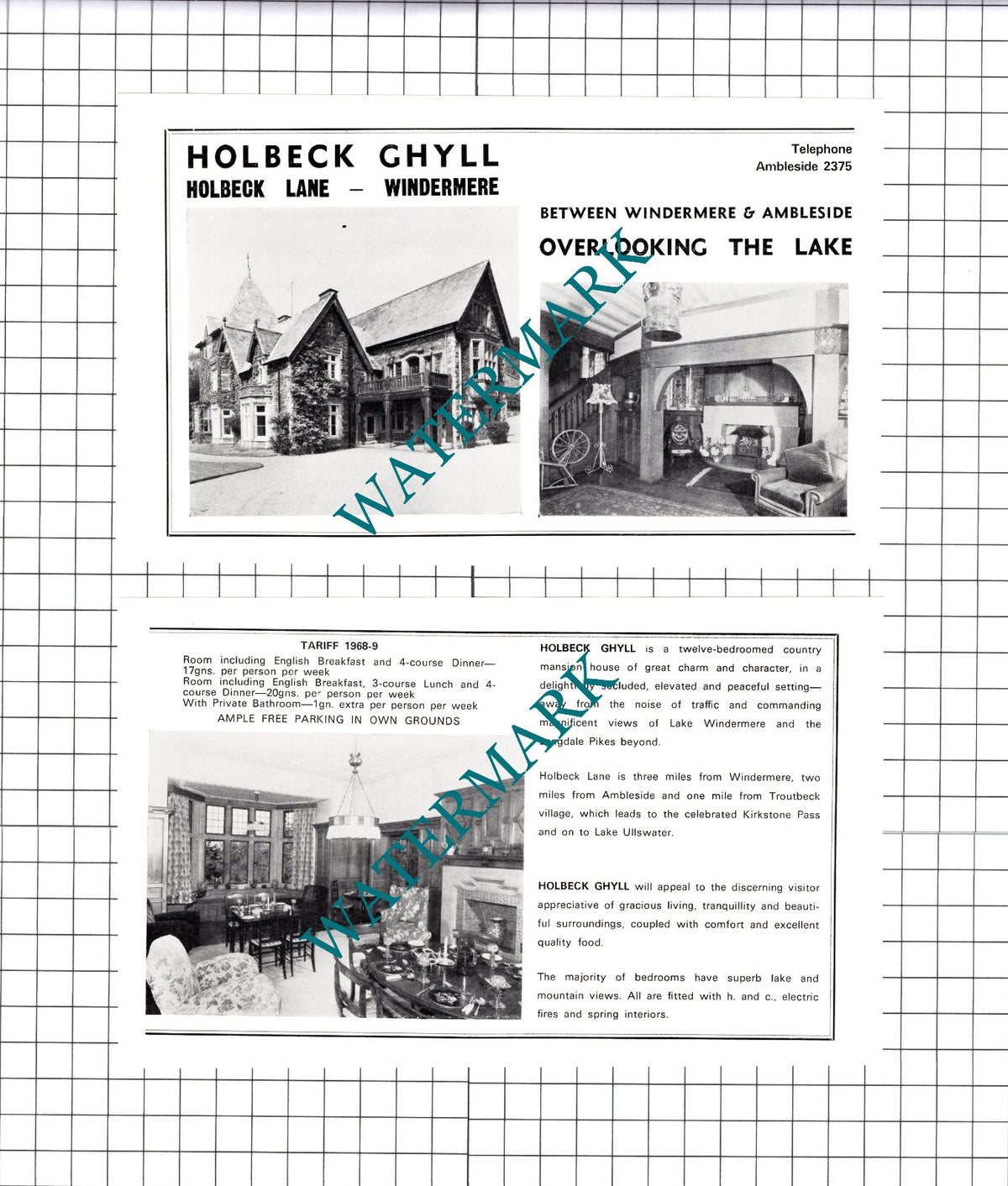 Holbeck Ghyll Windermere Hotel Advert - c.1968 Two-Part Cutting