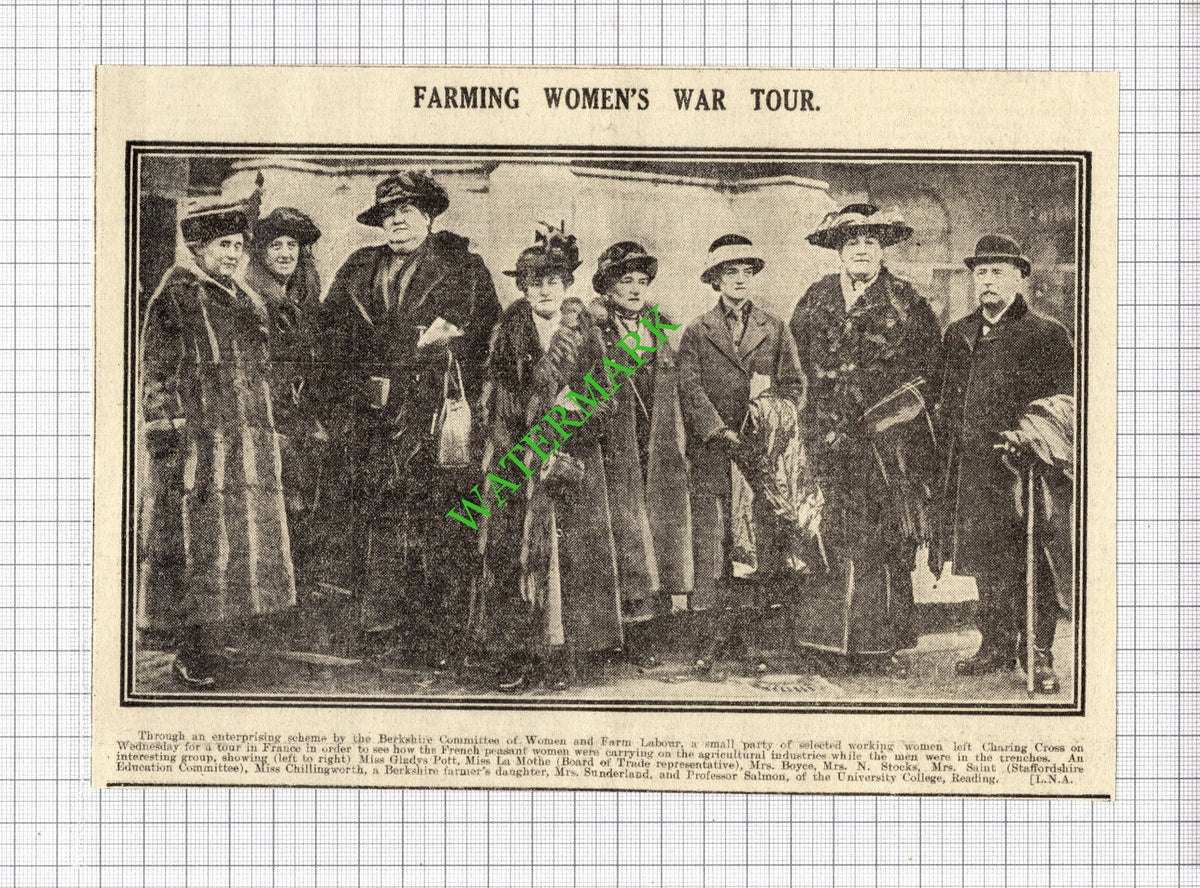 Gladys Pott La Mothe Chillingworth Berkshire Farm Labour -  1916 News Cutting