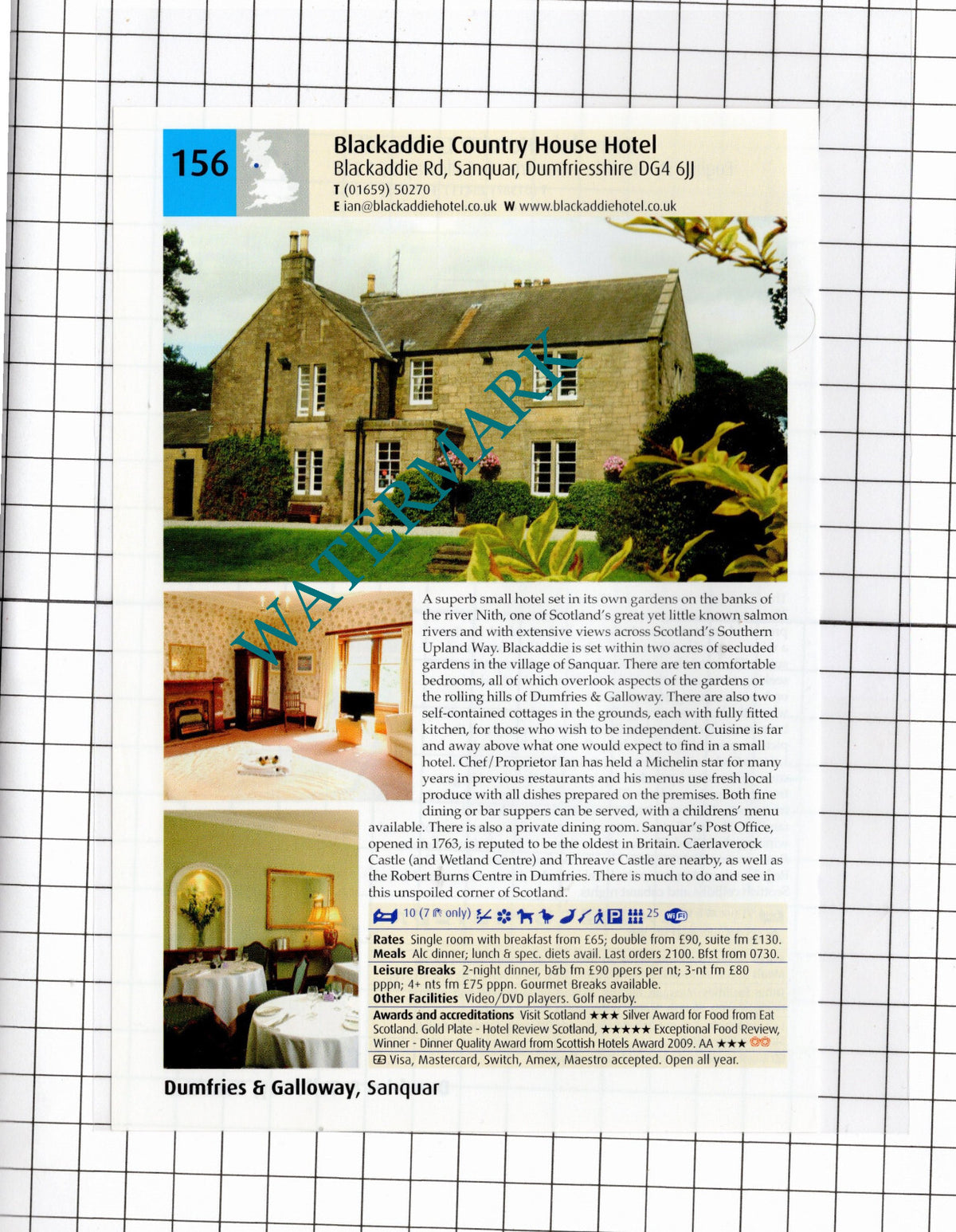 Cairndale Hotel Dumfries Scotland / Blackaddie Hotel Sanquar  -2011 Advert