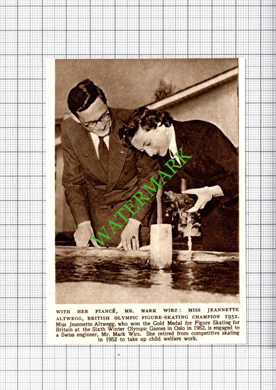 Miss Jeanette Altwegg Figure Skating Mark Wirz - 1954 Small Cutting