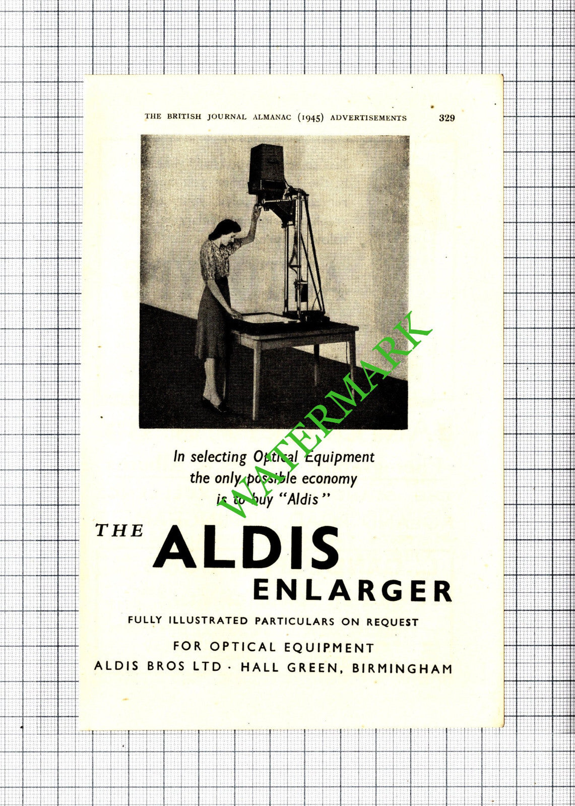 Aldis Bros Ltd Birmingham Small Advert - 1945 Cutting