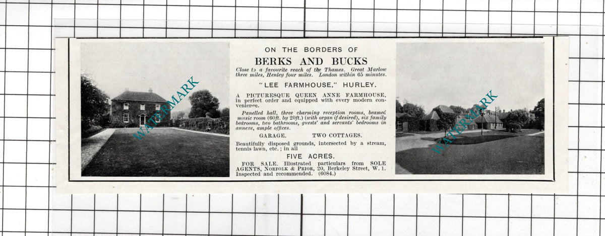 Lee Farmhouse Hurley Berkshire - 1925 Small House Sale Advert